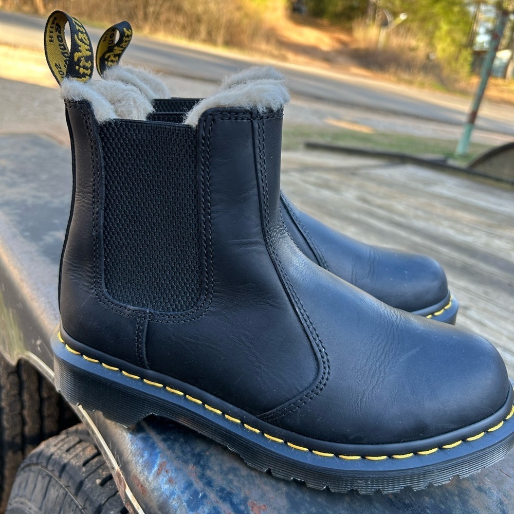 Dr. Martens Black Boots with Cream Lining(used gently)